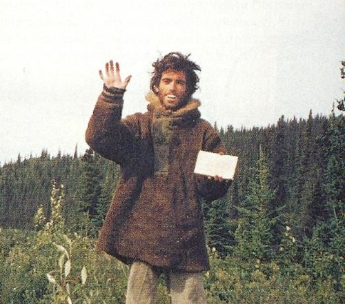 Chris McCandless last self portrait before dying of starvation in the Alaskan wilderness. The book and later movie Into the Wild tells of his life.